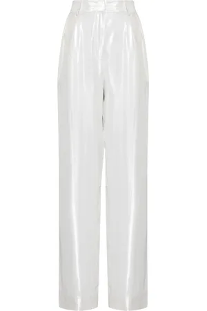 Staud Lamé-effect silk-blend trousers