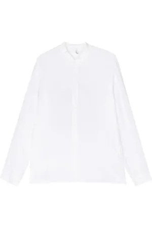TRANSIT Ribbed-band collar linen shirt
