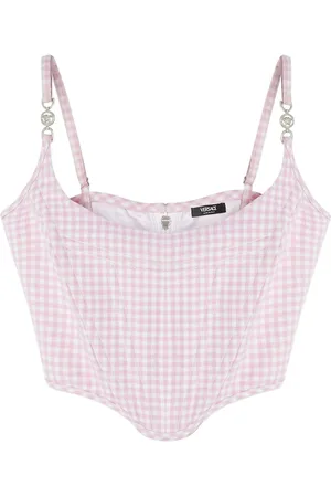 VERSACE Gingham-print corset top