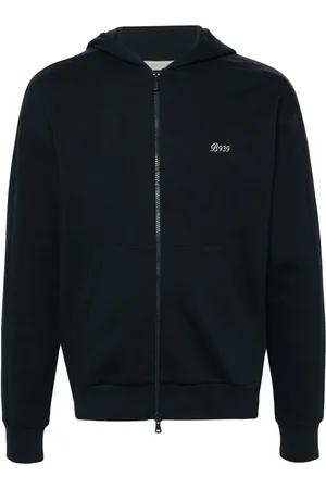 Boggi Milano Logo-embroidered zipped hoodie