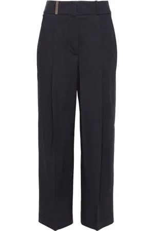 PESERICO SIGN Pressed-crease poplin tapered trousers
