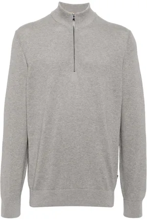 HUGO BOSS Zip-up cotton jumper