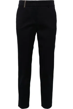 PESERICO SIGN Pressed-crease faille tapered trousers