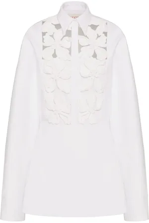VALENTINO GARAVANI Floral-embroidered cut-out shirtdress