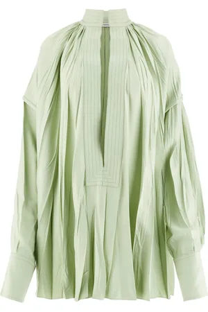 Salvatore Ferragamo Split-neck pleated kaftan
