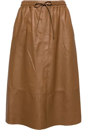 YVES SALOMON Elasticated-waistband leather skirt