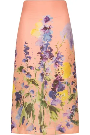 Silvia Tcherassi Atira floral-print linen skirt