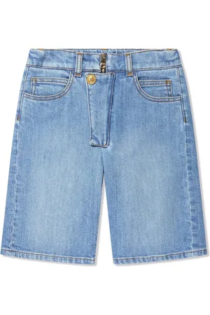 Balmain Button-embellished denim shorts