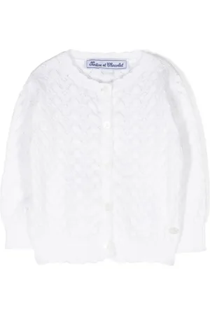 Mimilù scallop-edge long-sleeve cardigan - White