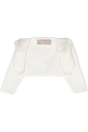 LA STUPENDERIA Floral-appliqué cropped cardigan