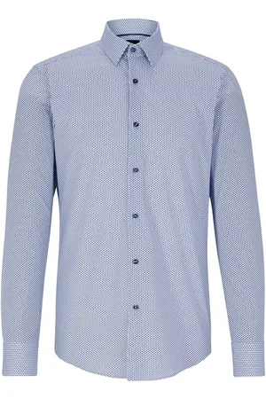 HUGO BOSS Long-sleeve geometric-print shirt