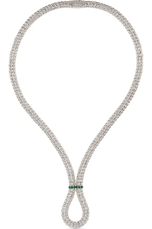Officina Bernardi 18kt white gold Enigma X emerald and diamond necklace