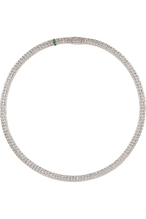 Officina Bernardi 18kt white gold Enigma emerald and diamond necklace