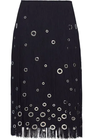 Prada Eyelet-embellished fringe skirt