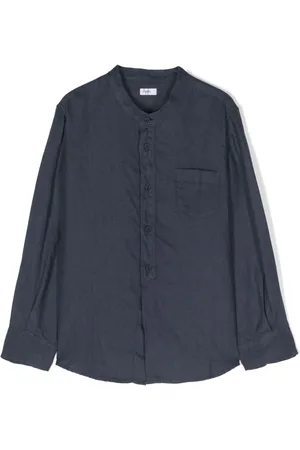 Il gufo Band collar linen shirt