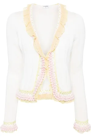 CHANEL 2000s ruffle-trimmed cashmere cardigan