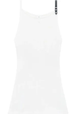 Courrèges Logo-patch ribbed-knit dress