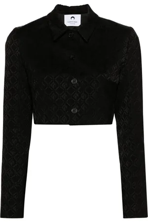 Marine Serre Moon Diamant-jacquard cropped jacket