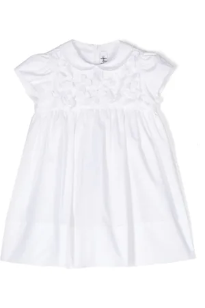Il gufo Floral-appliqué poplin midi dress