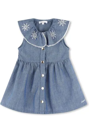 Chloé Star-embroidered chambray dress