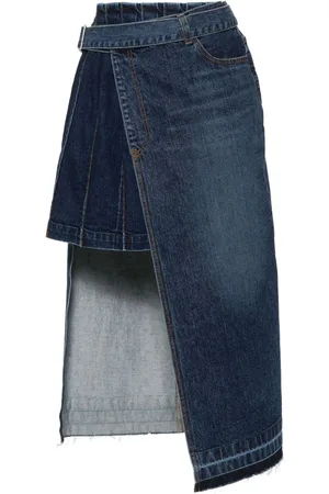 SACAI Overlapping denim midi skirt
