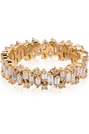 Suzanne Kalan 18kt yellow baguette diamond ring