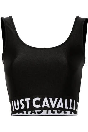 Roberto Cavalli Logo-waistband cropped top