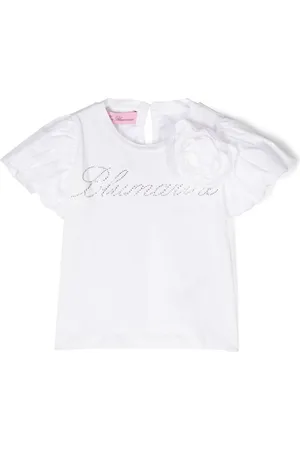 MISS BLUMARINE Logo-embellished cotton T-shirt