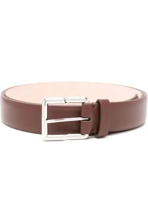 Lanvin Engraved-buckle leather belt