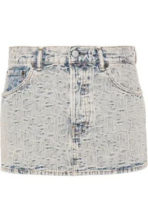 Acne Studios Monogram-jacquard low-rise denim skirt