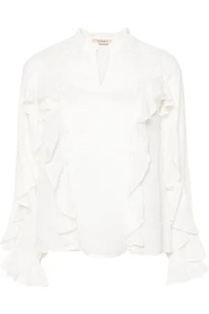 Twin-Set Lace-detailing ruffled blouse