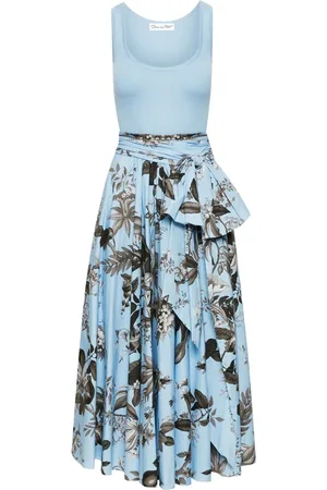 Oscar de la Renta Flora & Fauna-print sleeveless midi dress