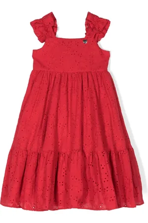 MONNALISA Broderie anglaise tiered cotton dress