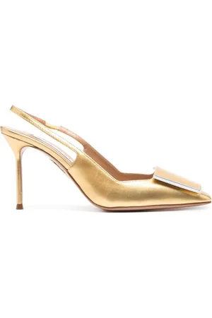 Aquazzura 100mm metallic-leather pumps