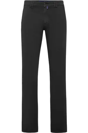 BILLIONAIRE Logo-embroidered denim chino trousers