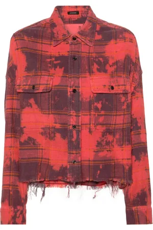 R13 Plaid-check cropped shirt