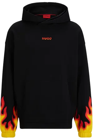 HUGO BOSS Flame-print cotton hoodie