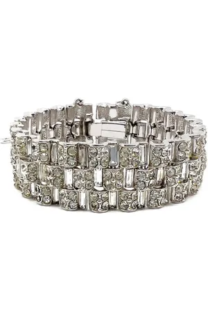 JENNIFER GIBSON JEWELLERY Vintage Deco Style Crystal Tank Track Bracelet 1950s