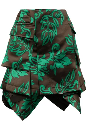 SACAI Asymmetric floral-print skirt