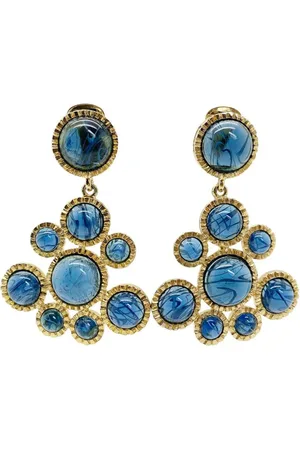 Kenneth Jay Lane Vintage KJL Flawed Sapphire Earrings 1980s