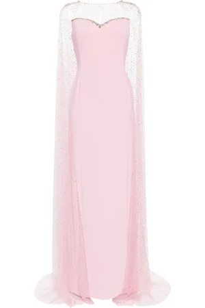 Jenny Packham Cordelia rhinestone-embellished cape gown