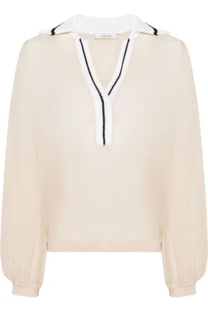 Dorothee Schumacher Contrasting collar semi-sheer knitted blouse