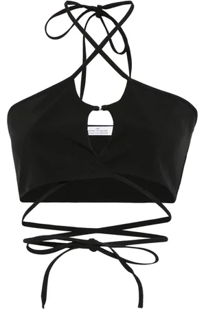 Rokh Crossover-straps cropped top