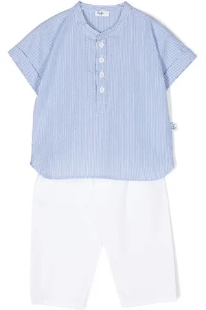Il gufo Striped seersucker trousers set