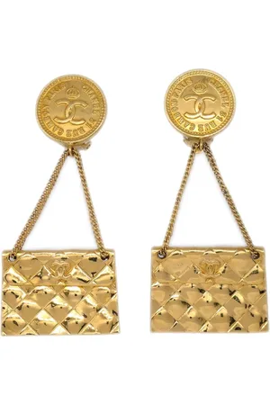 CHANEL 1988 bag motif clip-on drop earrings