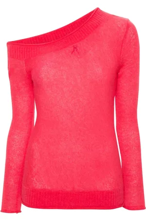 Patrizia Pepe Asymmetric-neck long-sleeve jumper
