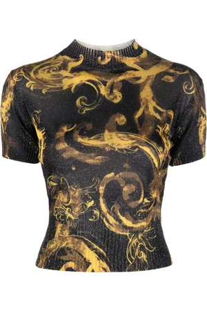 VERSACE Barocco-print glitter knitted top