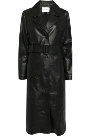 YVES SALOMON Single-breasted leather coat
