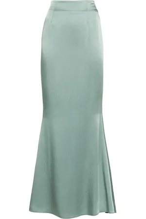 Styland Satin godet maxi skirt
