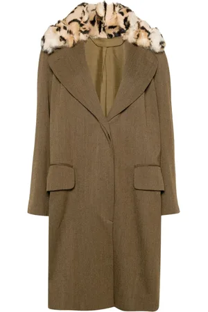 ROMEO GIGLI Faux fur-collar single-breasted coat